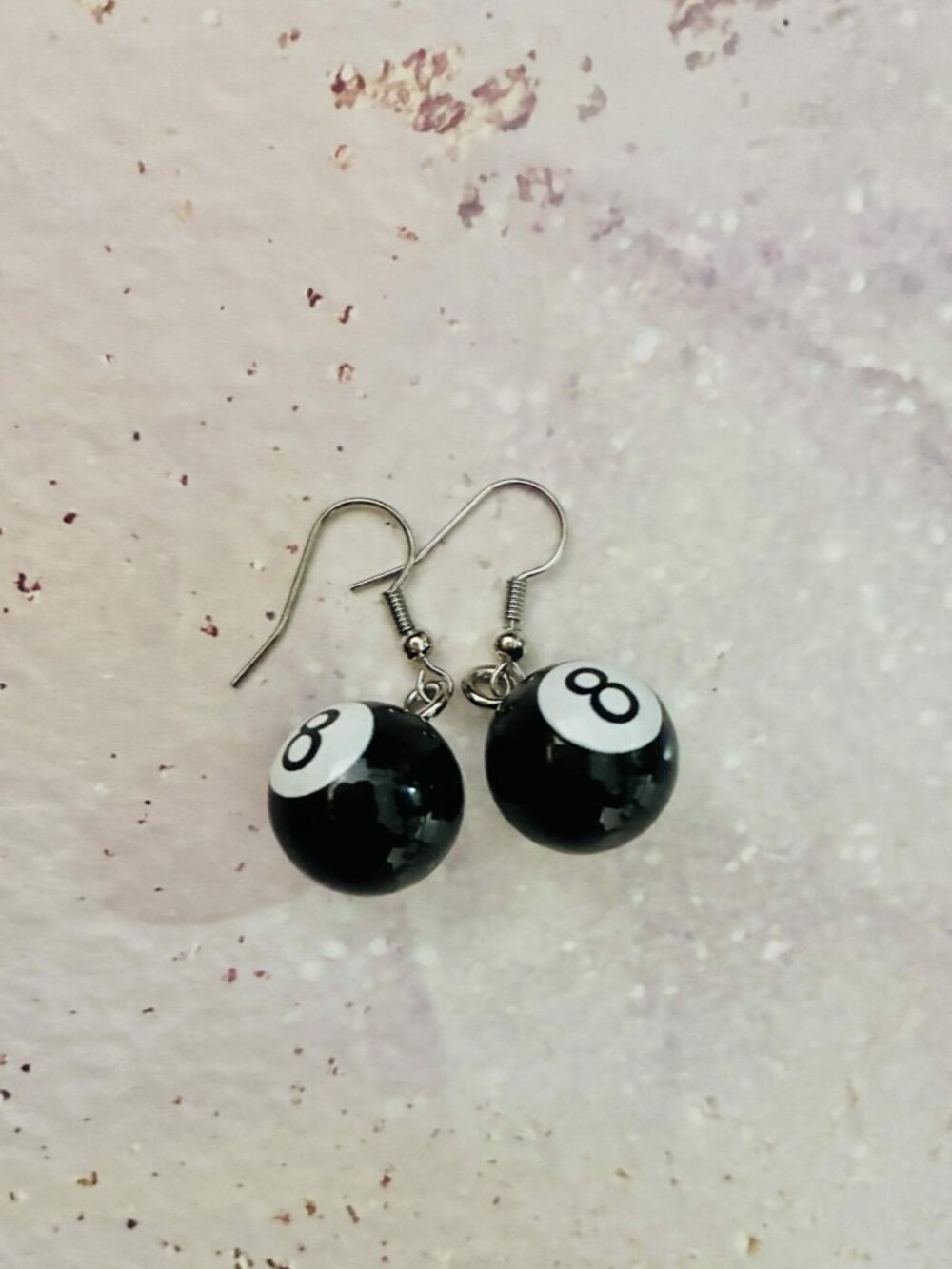 Pool Lover earrings, billiards earrings, Funny Dangle Earrings: Rhodium or Surgi